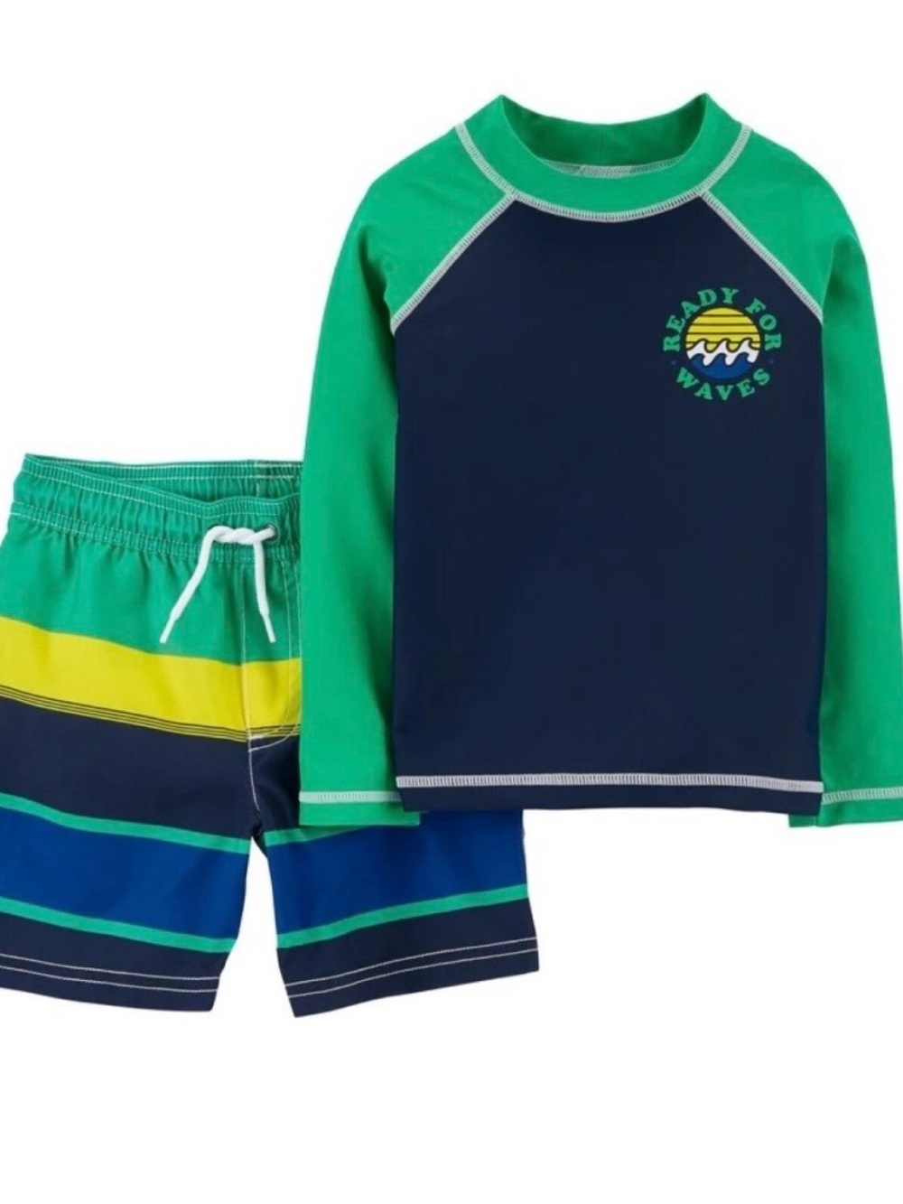 Carter's Navy and Green Boys Long-Sleeve Rashguard Set